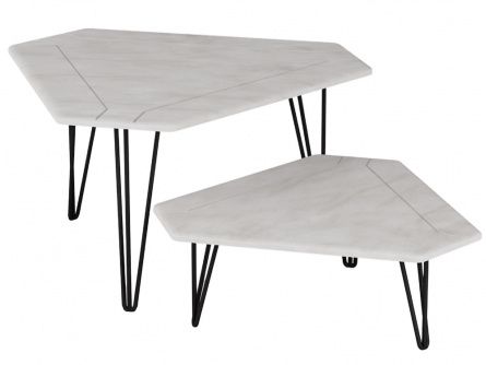 One-on-one coffee table 006369, color white concrete, lmdf materials, metal