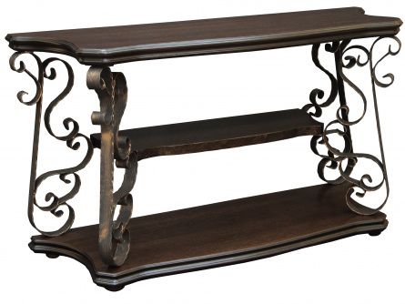 Lucia 000831 console, dark brown color, mdf materials, metal