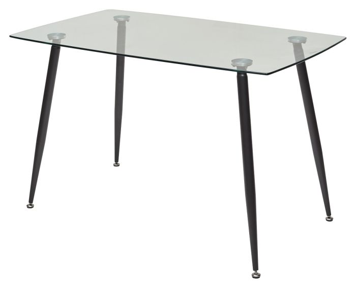 M-city RON 60155 table, grey metal, transparent glass