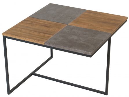 Coffee table Quadro 005013, American oak color, gray concrete, lmdf materials, metal