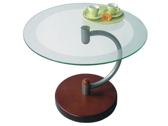 Coffee table Duo 001755, metallic/medium brown color, materials glass, metal