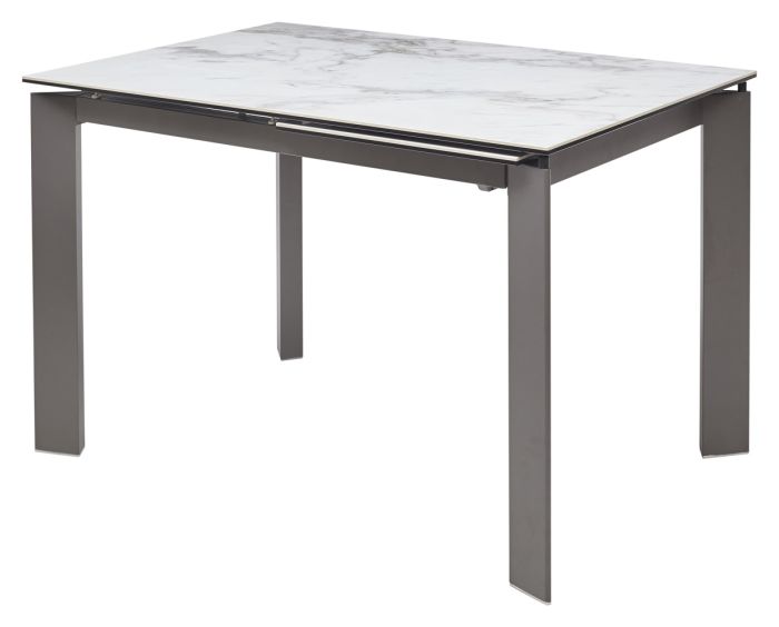 Table M-city CORNER 60033, white metal, porcelain stoneware, white marble