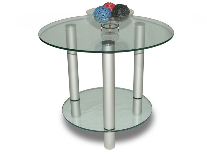 Coffee table 000739, color white, materials glass, metal