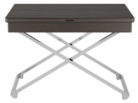 Transformer table ANDRE 006427, chrome/wenge color, mdf materials, metal