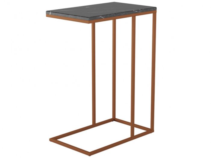 Table pressed with Agami 006675, color black marble/copper, mdf materials, metal