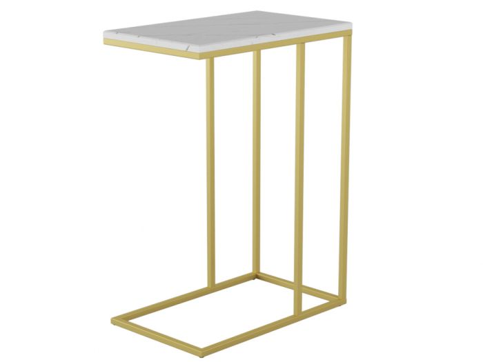 Table pressed with Agami 006676, color white marble/gold, mdf materials, metal