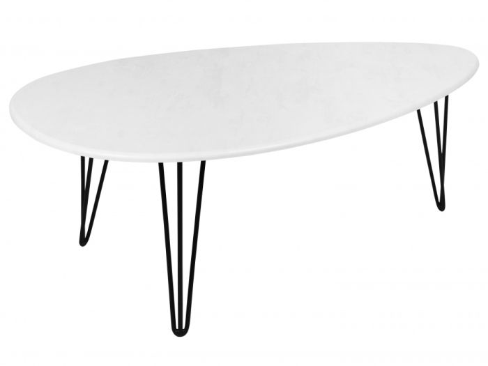 Coffee table Sheffield 002582, color white concrete, black, lmdf materials, metal