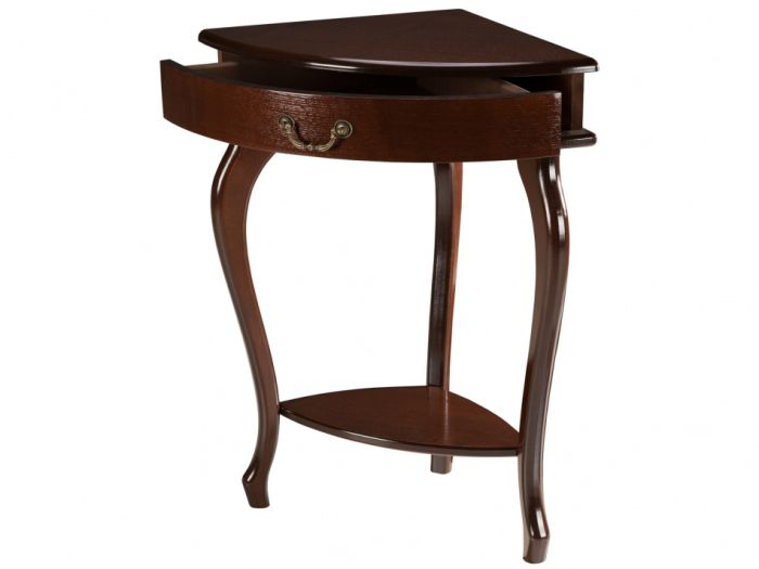 Corner console Elegant 005790, walnut color, mdf materials, veneer, lmdf