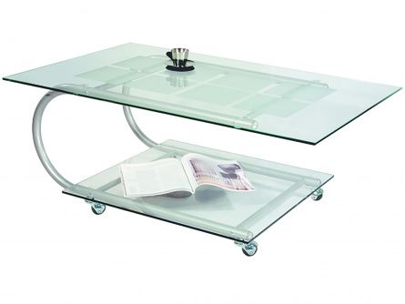 Coffee table Duo 004805, metallic color, materials glass, metal