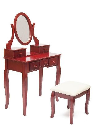 Dressing table with pouf toilet Tetchair NY-V3023 9828 Beige fabric (NTV-04), Cherry/cherry