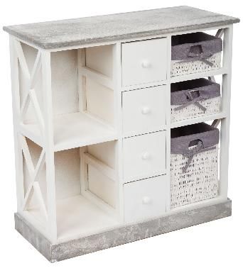 Chest of drawers HX15-310SN white, white wood, table top. gray