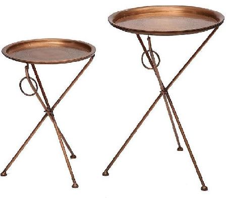 Set of 2 folding tables Tetchair DEWI 10272 antique copper