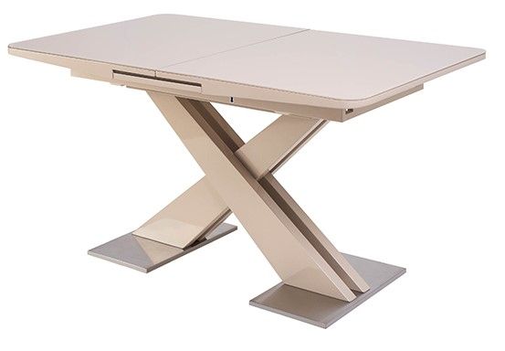 M-city CONTI 60130 table, beige wood, glossy beige glass