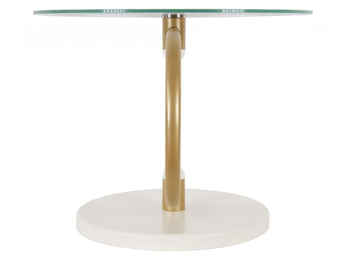 Coffee table Duo 000531, gold/ivory color, materials glass, mdf, metal