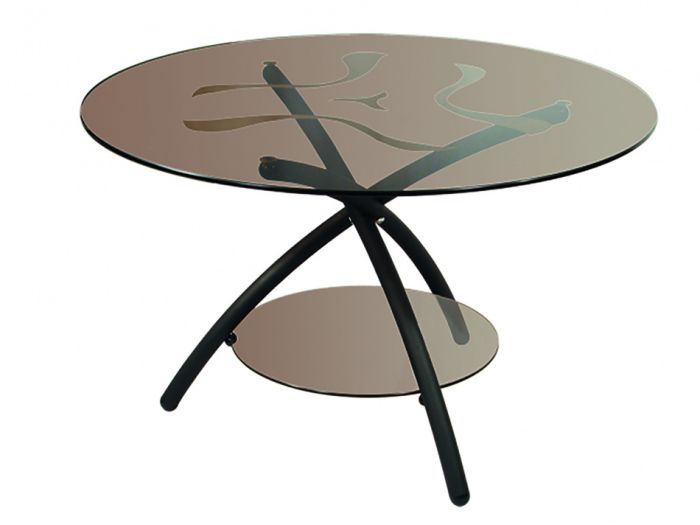 Coffee table Duo 001545, color black, materials glass, metal