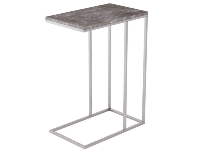 Table upholstered with Agami 006671, color grey marble/chrome, mdf materials, metal