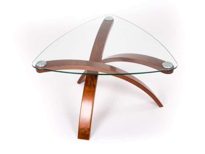 Coffee table Huron 001813, cherry color, materials glass, veneer