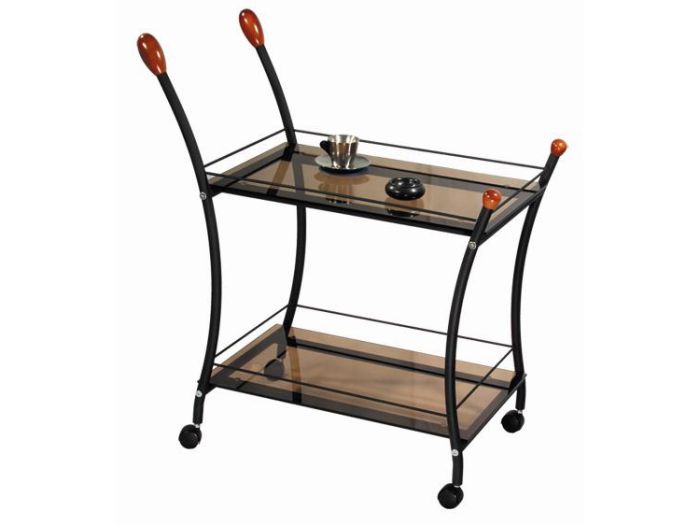 Polo serving table 000862, color black, materials glass, metal, wood