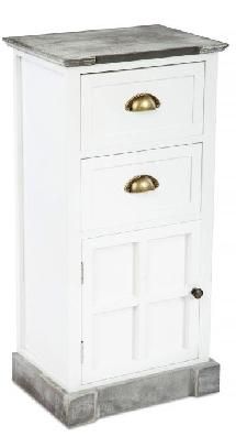 Chest of drawers HX-304z, white wood, table top. gray