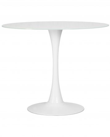 MIA GLASS Kitchen table, white countertop, white base (W-02)